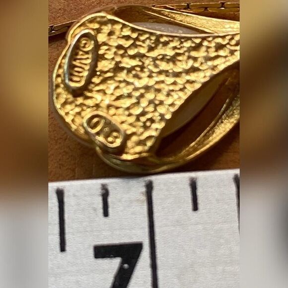 Avon Teardrop Faux Pearl Rhinestone Pendant Necklace Gold Tone Herringbone Chain - Picture 6 of 6